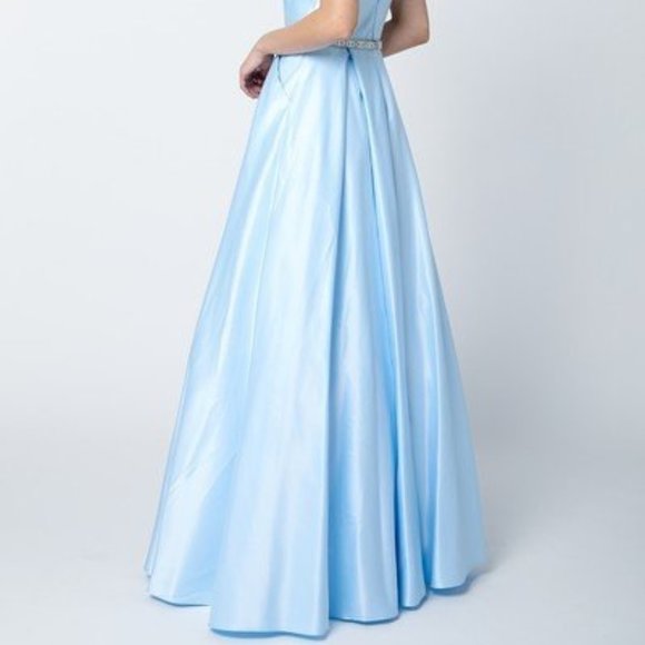 V-Neck A-Line Shape Long Evening Dress JT696 - Picture 3 of 5